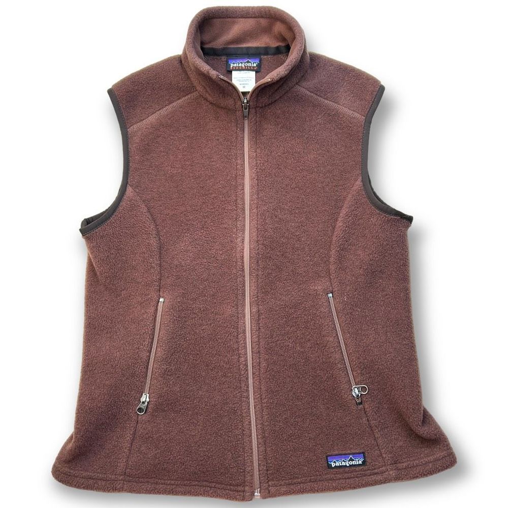 Ladies Patagonia Synchilla Brown Full Zip Sleeveless Fleece Vest Sweater Medium
